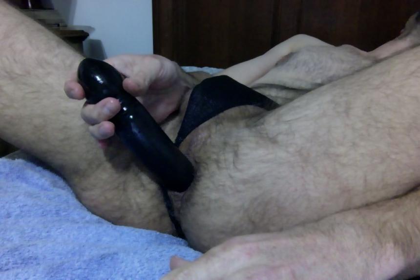 Easing my 18 incher into my awaiting ass….inch by inch.